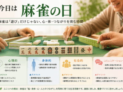 今日は「麻雀の日」 麻雀は「遊び」なのか、それとも「リハビリ」なのか